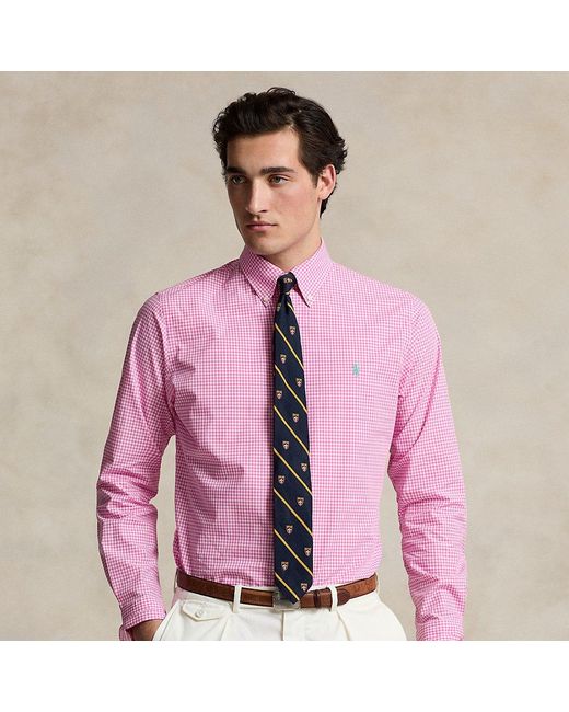 Ralph Lauren Pink Classic Fit Gingham Stretch Poplin Shirt for men