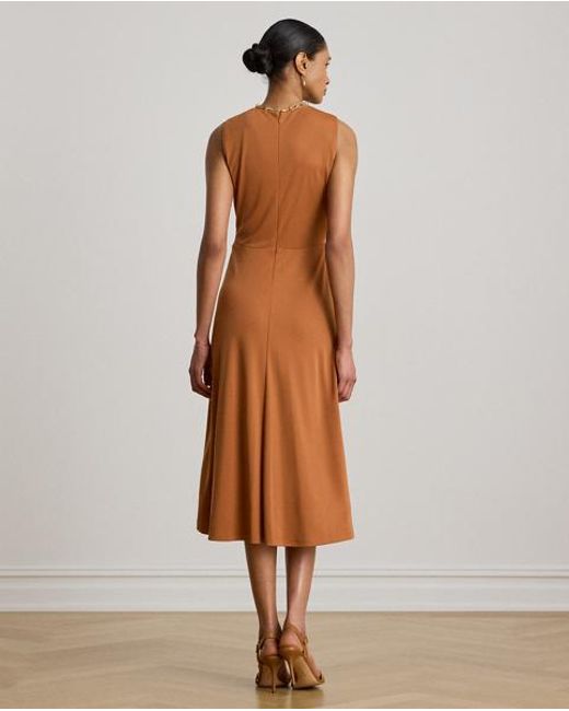 Ralph Lauren Brown Twist-Front Jersey Sleeveless Dress