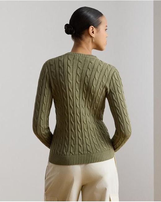 Ralph Lauren Green Cable-Knit Cotton-Blend Cardigan