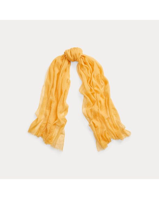 Polo Ralph Lauren Yellow Fringe-trim Wool Scarf