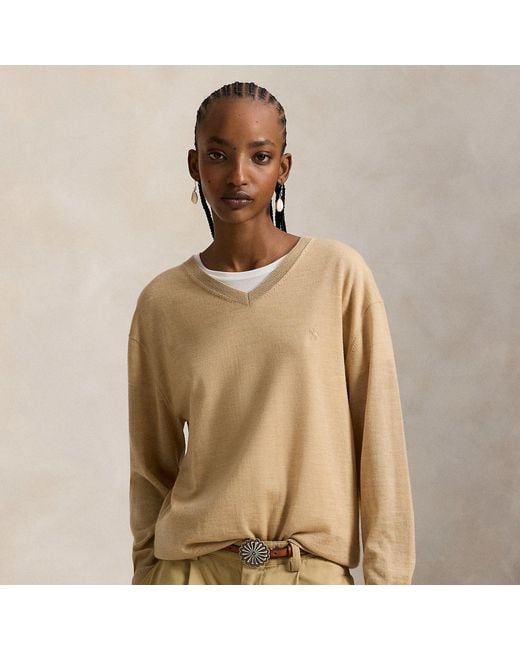 Polo Ralph Lauren Natural Wool V-Neck Sweater