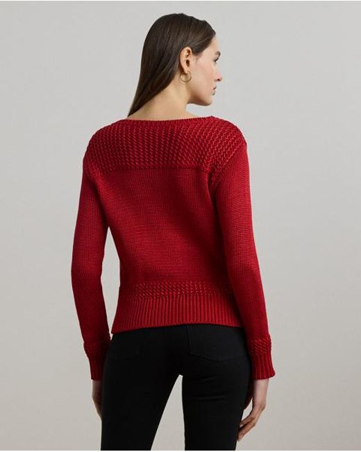 Ralph Lauren Red Pullover Mit U-Boot-Ausschnitt