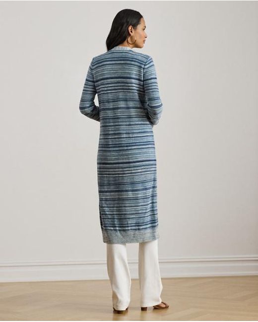 Ralph Lauren Blue Striped Linen-Cotton Cardigan