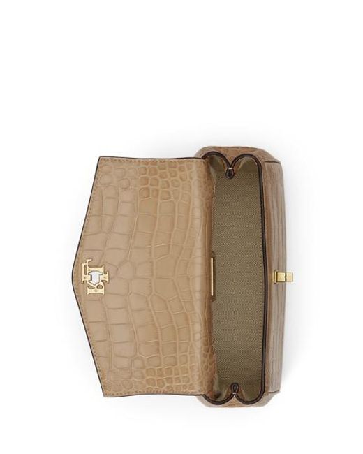 Ralph Lauren Natural Croc-Embossed Small Farrah Soft Satchel