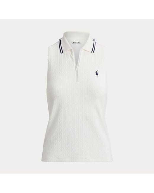 Ralph Lauren White Slim Fit Sleeveless Racerback Polo Shirt