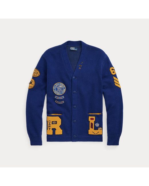 Polo Ralph Lauren Baumwollstrickjacke im College-Stil in Blue für Herren