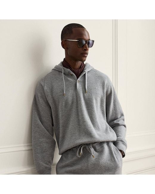 Ralph Lauren Gray Relaxed Fit Wool-Cashmere Terry Hoodie for men