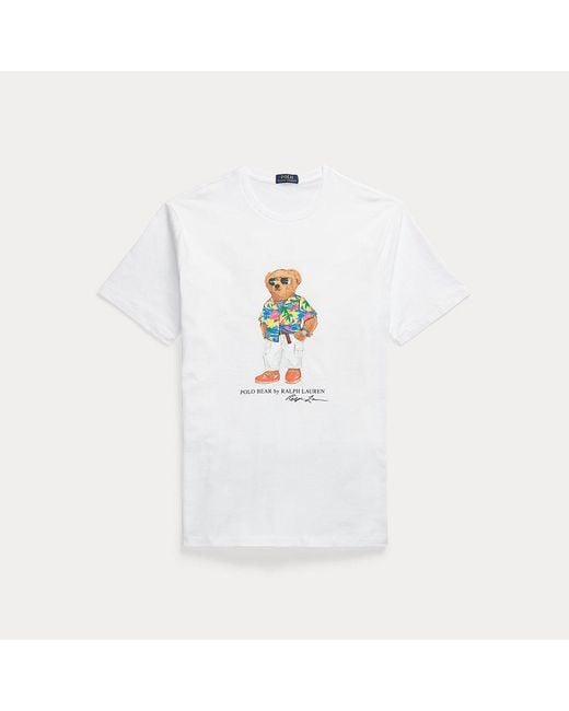 Tallas Grandes - Camiseta de punto jersey con Polo Bear Ralph Lauren de hombre de color White