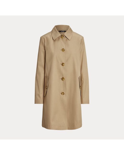 Ralph Lauren Natural Petite - Hooded Cotton-blend Balmacaan Coat