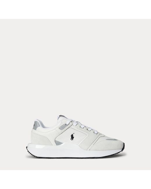 Polo Ralph Lauren White Train 89 V2 Suede-Panelled Trainer for men