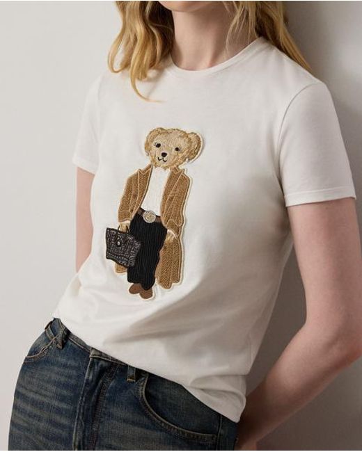 Camiseta De Algodón Con Polo Bear Ralph Lauren de color Gray