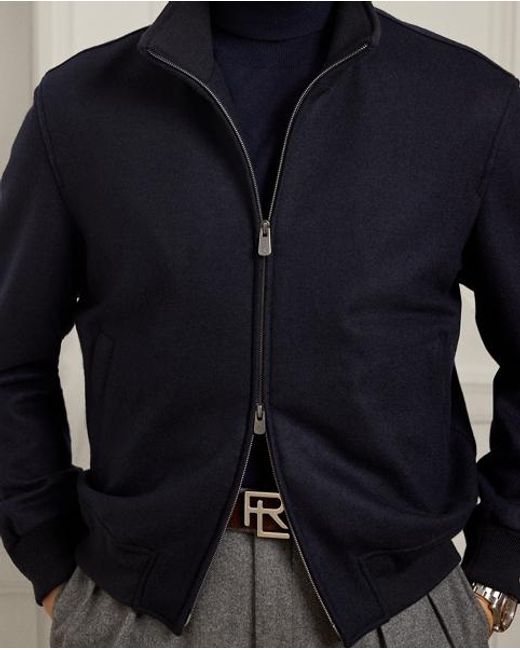 Ralph Lauren Blue Felton Cashmere-Blend Flight Jacket for men