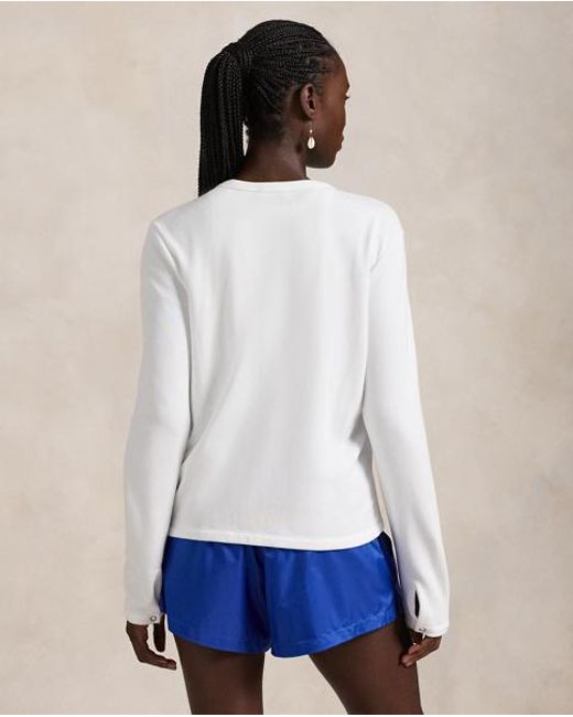Polo Ralph Lauren White Logo Flag French Terry Cardigan