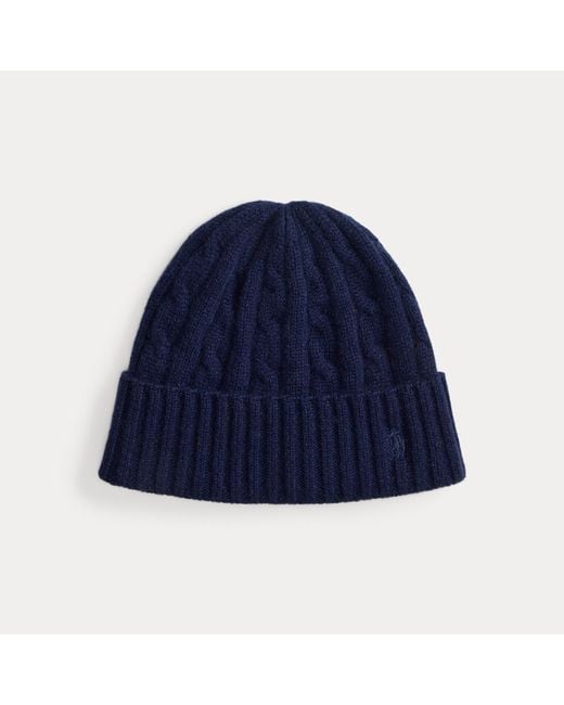 Polo Ralph Lauren Blue Ralph Lauren Cable-Knit Cashmere Beanie for men