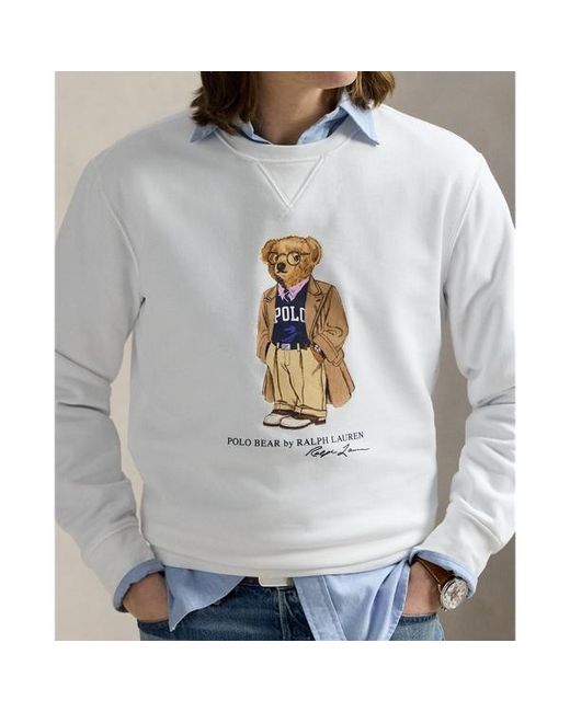 Polo Ralph Lauren White Polo Bear Fleece Pullover for men