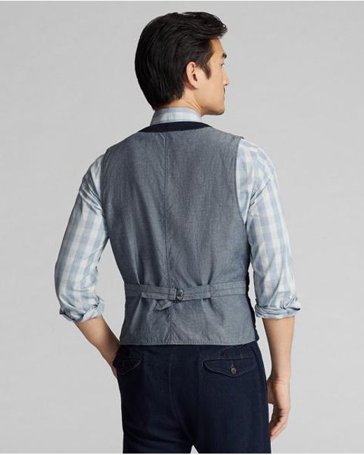 Ralph Lauren Blue Herringbone Waistcoat for men