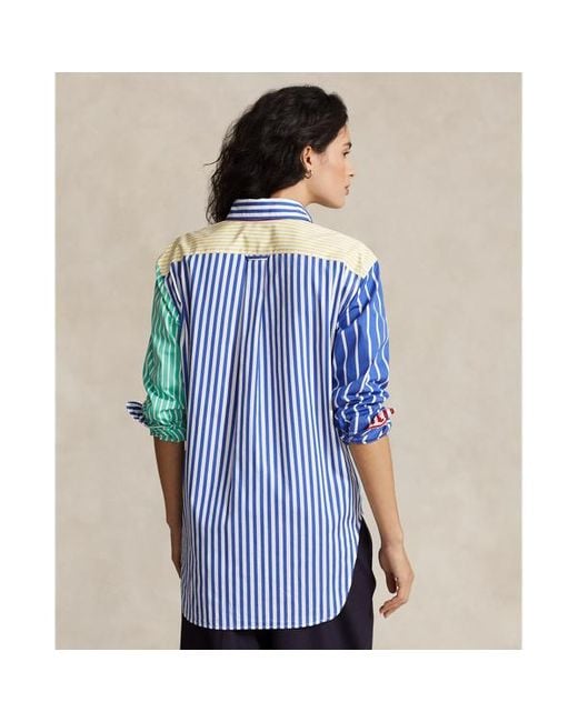Polo Ralph Lauren Blue Oversize Striped Cotton Fun Shirt