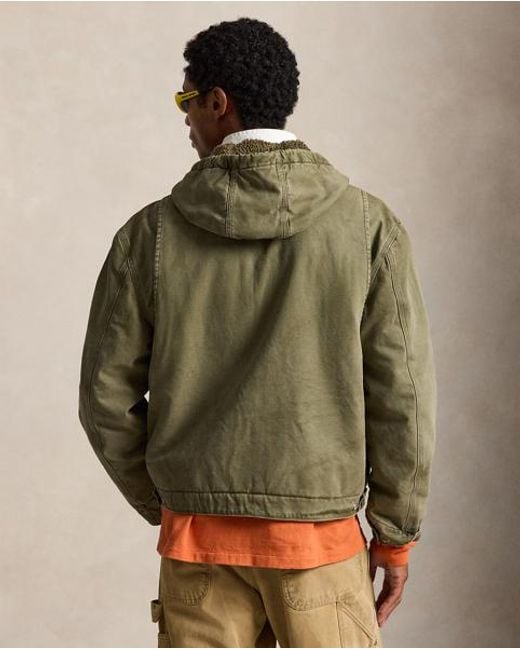 Polo Ralph Lauren Green Canvas Hooded Jacket for men