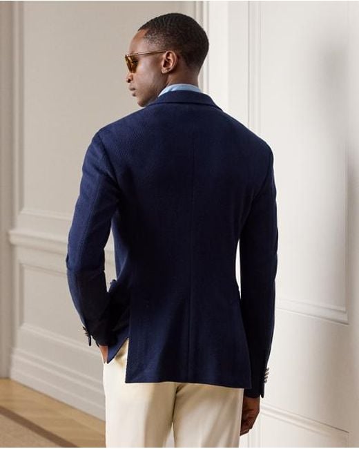 Ralph Lauren Blue Hadley Hand-Tailored Herringbone Jacket for men