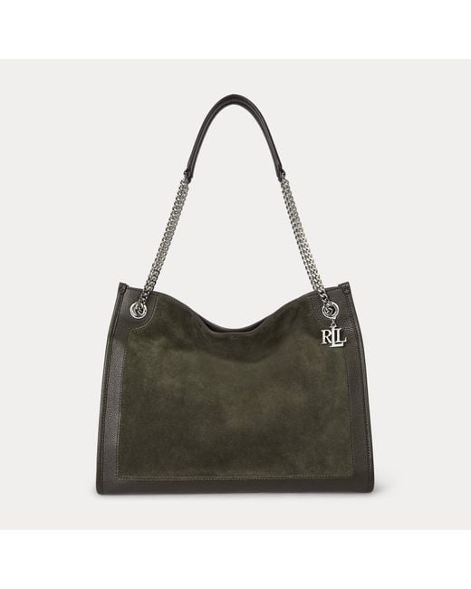 Ralph Lauren Bradley Grote Suède-Leren Draagtas in het Brown
