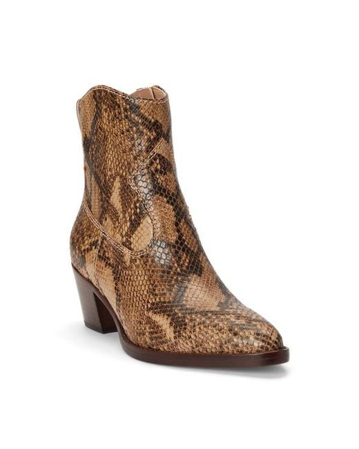Ralph Lauren Brown Harpher Python-Embossed Leather Bootie