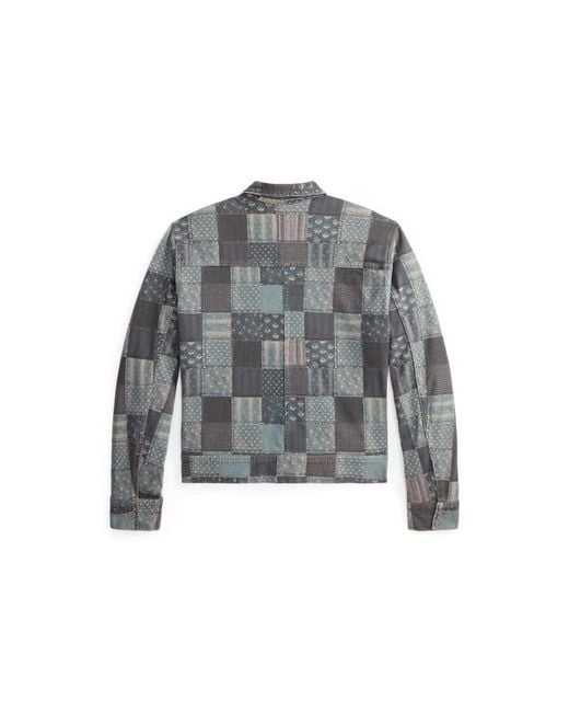 RRL Gray Patchwork-Print Jersey Jacket for men