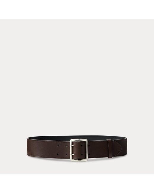 Ralph Lauren Kalfsleren Riem Met Dubbele Pin in het Black