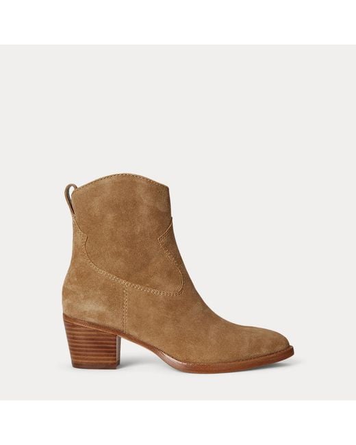 Ralph Lauren Brown Harpher Suede Bootie