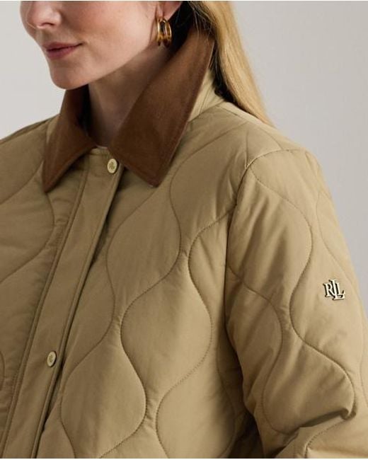 Ralph Lauren Natural Twill-Trim Onion-Quilted Hooded Jacket