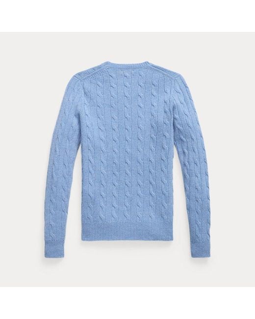 Maglia in lana e cashmere a trecce di Polo Ralph Lauren in Blue