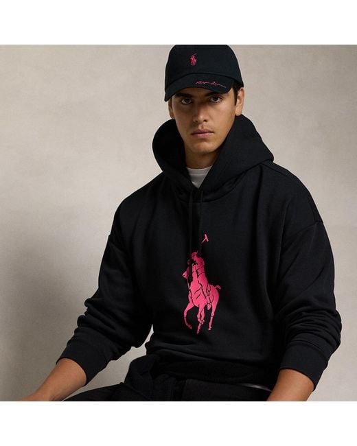 Polo Ralph Lauren Black Pony Relaxed Fit Hoodie for men