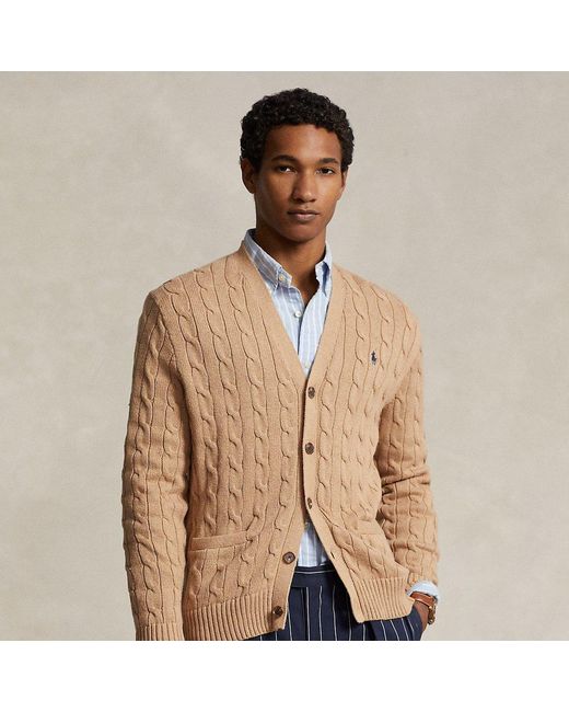 Ralph Lauren Brown Cable-knit Cotton Cardigan for men