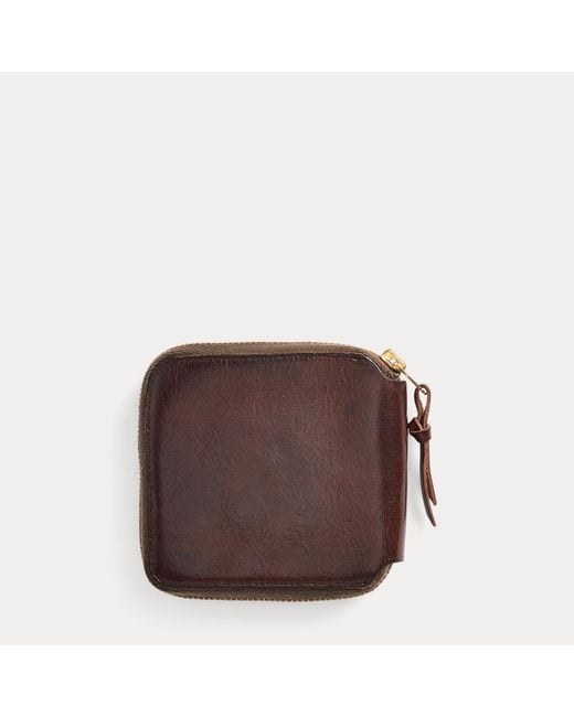 RRL Brown Leather Zip Wallet for men
