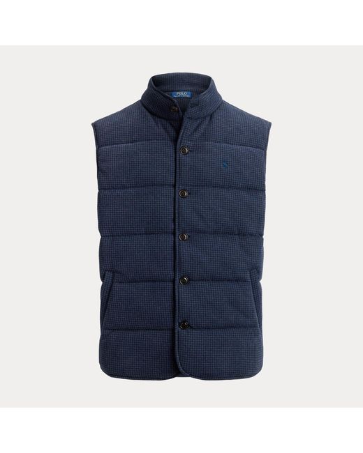 Polo Ralph Lauren Blue Houndstooth Estate-Rib Waistcoat for men