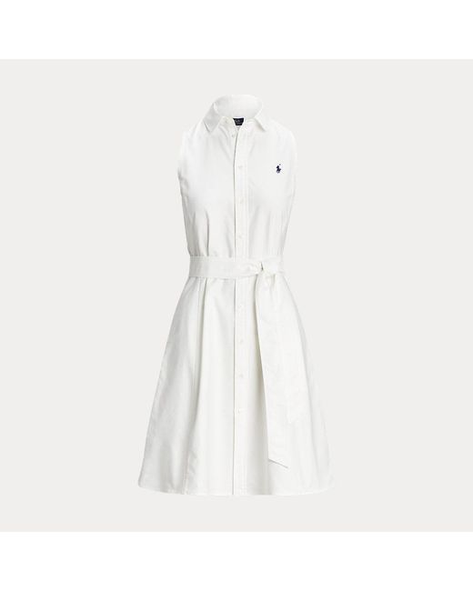 Polo Ralph Lauren White Ärmelloses Oxford-Hemdkleid
