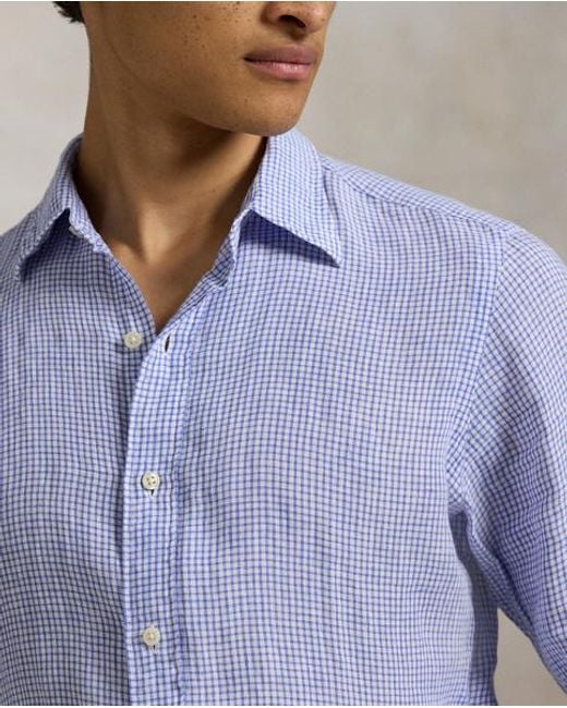 Polo Ralph Lauren Kariertes Classic-Fit Leinenhemd in Blue für Herren