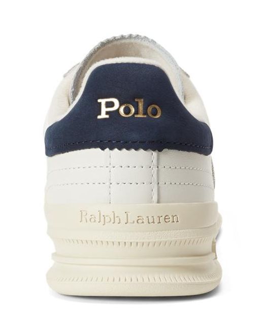 Polo Ralph Lauren White Heritage Aera Leather-Suede Trainer