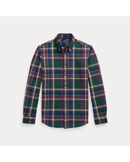 Polo Ralph Lauren Gray Custom Fit Plaid Flannel Shirt for men