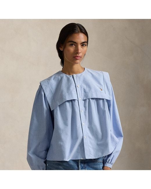 Polo Ralph Lauren Blue Bib Cotton Oxford Shirt