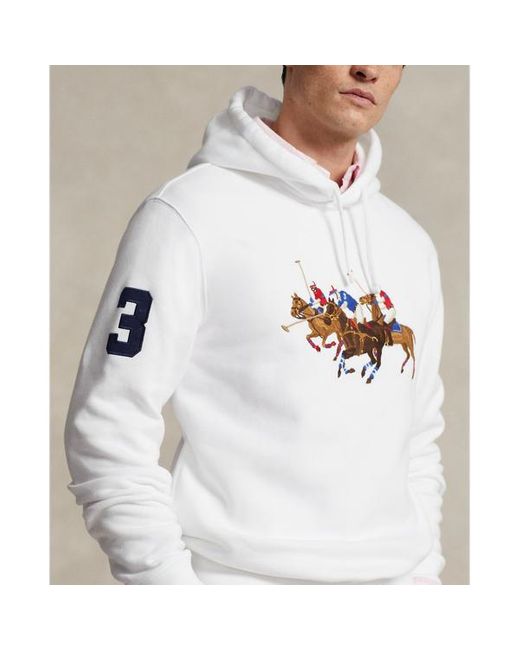Polo Ralph Lauren White Triple-pony Fleece Hoodie for men