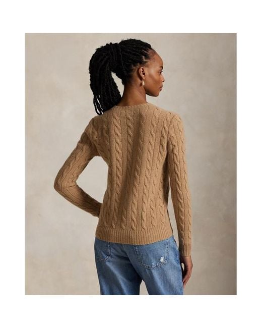 Girocollo in lana e cashmere a trecce di Polo Ralph Lauren in Natural