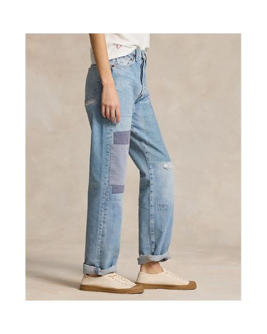 Polo Ralph Lauren Ruime Rechte Jeans Met Hoge Taille in het Blue