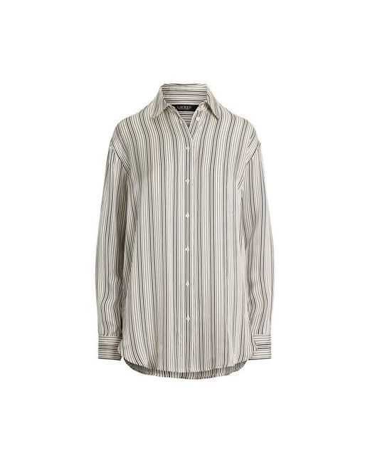 Ralph Lauren Gray Relaxed Fit Striped Satin Shirt
