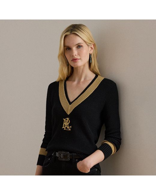 Ralph Lauren Black Ralph Lauren Metallic-Trim Cricket Sweater