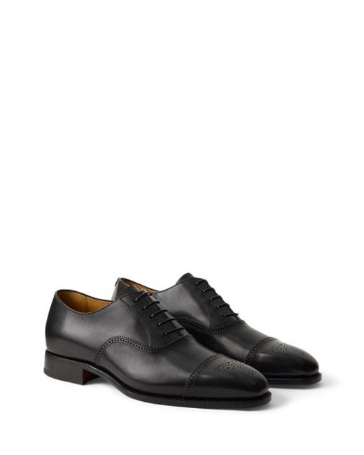 Ralph Lauren Black Denver Calfskin Cap-Toe Shoe for men