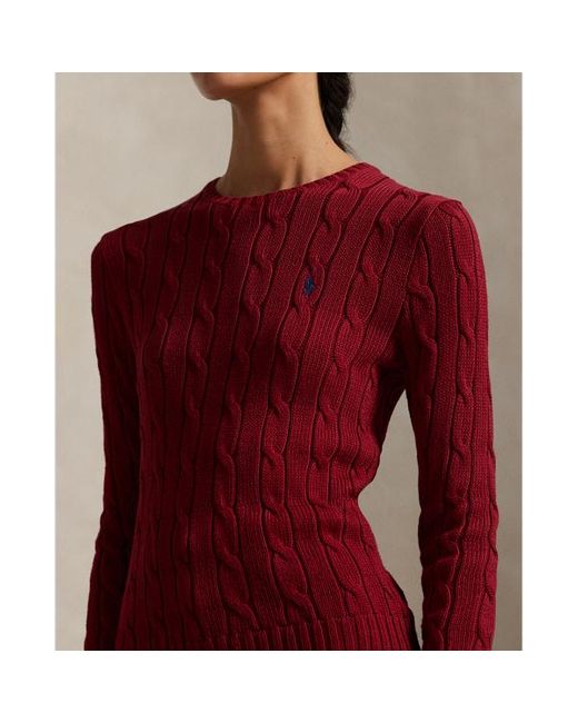 Maglia a girocollo in cotone a trecce di Polo Ralph Lauren in Red