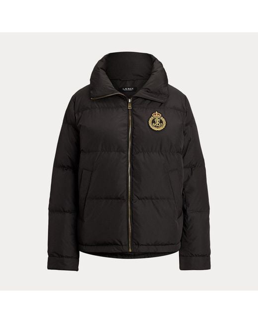 Ralph Lauren Black Crest-patch Funnelneck Down Coat