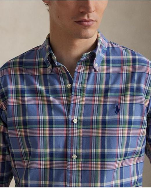Polo Ralph Lauren Custom-Fit Tattersall-Oxfordhemd in Blue für Herren