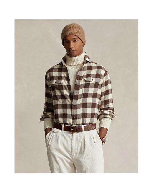 Camicia in twill a quadri Classic-Fit di Polo Ralph Lauren in Brown da Uomo