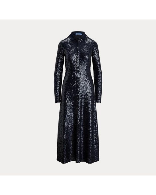 Polo Ralph Lauren Sequinned Long-Sleeve Polo Dress in Blue | Lyst UK Polo Ralph Lauren Sequinned Long-Sleeve Polo Dress in Blue | Lyst UK